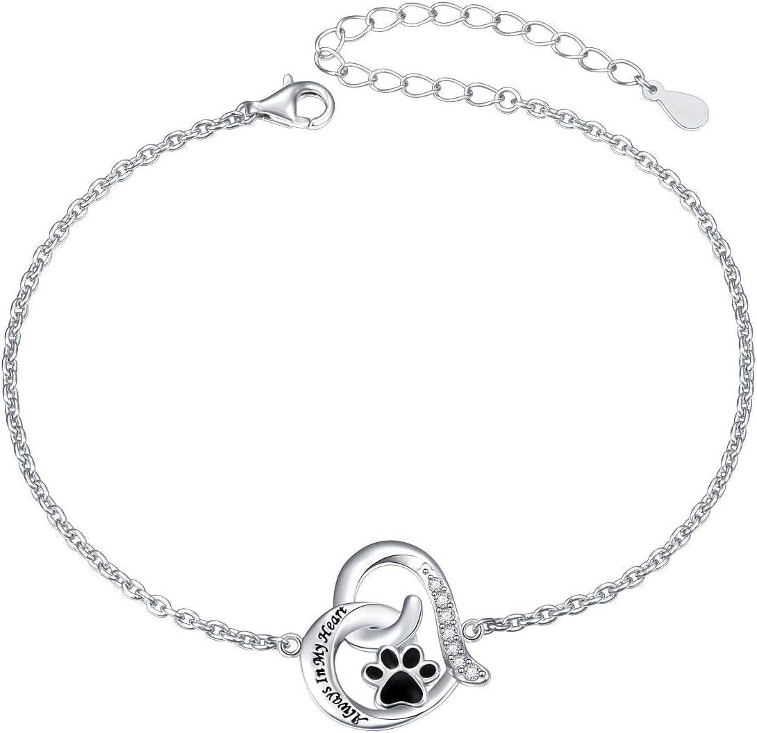Always in My Heart Paw Print Necklace – Pet Memorial Gift