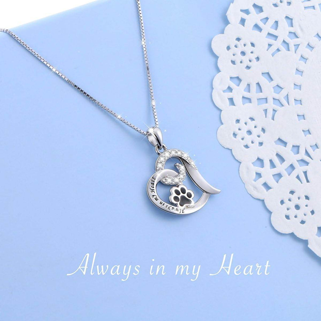 Always in My Heart Paw Print Necklace – Pet Memorial Gift
