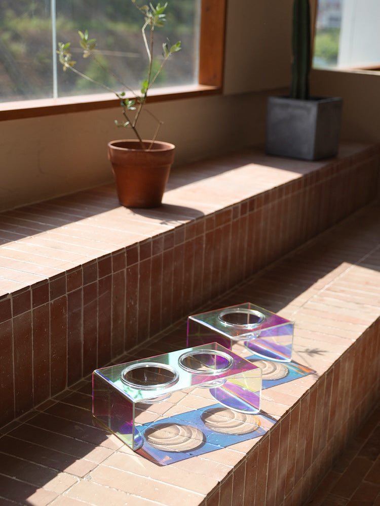 Acrylic Glass Pet Dazzling Food Bowl