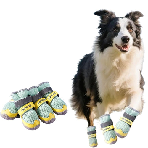 4PCS Dog Shoes For Large Small Medium Dogs,Dog Boots With Reflective Rugged Anti-Slip Sole And Skid-Proof,Breathable Dog Boots For Summer, Paw Protector For Outdoor Walking Fursace Luxury Dog Plush Toy - Green Red Squeaky | Cookies Wagging Friends Boutique Cookies Wagging Friends Boutique