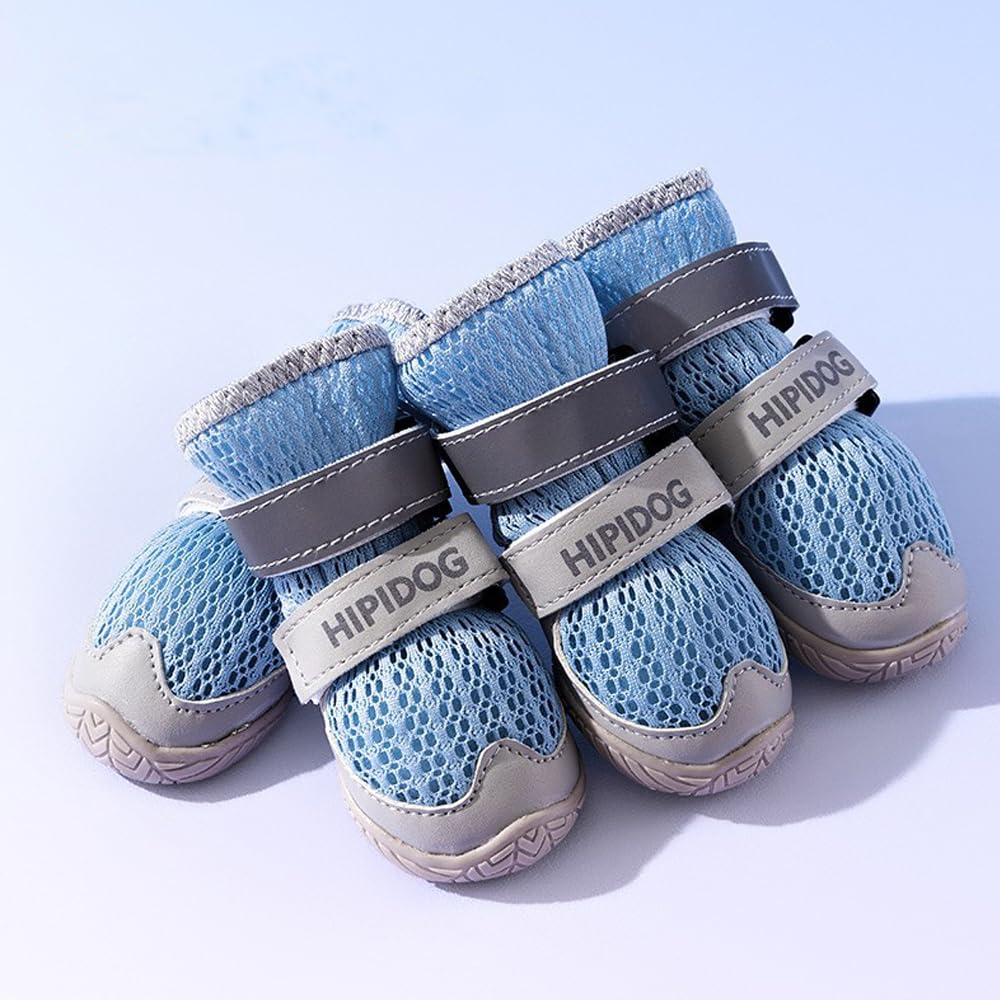 4PCS Dog Shoes For Large Small Medium Dogs,Dog Boots With Reflective Rugged Anti-Slip Sole And Skid-Proof,Breathable Dog Boots For Summer, Paw Protector For Outdoor Walking Fursace Luxury Dog Plush Toy - Blue Red Squeaky | Cookies Wagging Friends Boutique Cookies Wagging Friends Boutique
