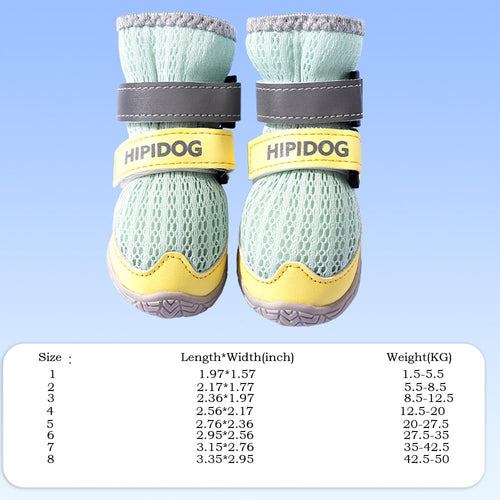 4PCS Dog Shoes For Large Small Medium Dogs,Dog Boots With Reflective Rugged Anti-Slip Sole And Skid-Proof,Breathable Dog Boots For Summer, Paw Protector For Outdoor Walking Fursace Luxury Dog Plush Toy - Green Red Squeaky | Cookies Wagging Friends Boutique Cookies Wagging Friends Boutique