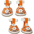 Orange PVC waterproof dog sandal shoes with buckle straps, set of 4