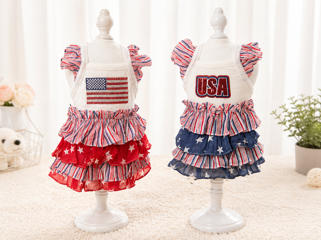USA Flag Patriotic Dog Dress for 4th of July