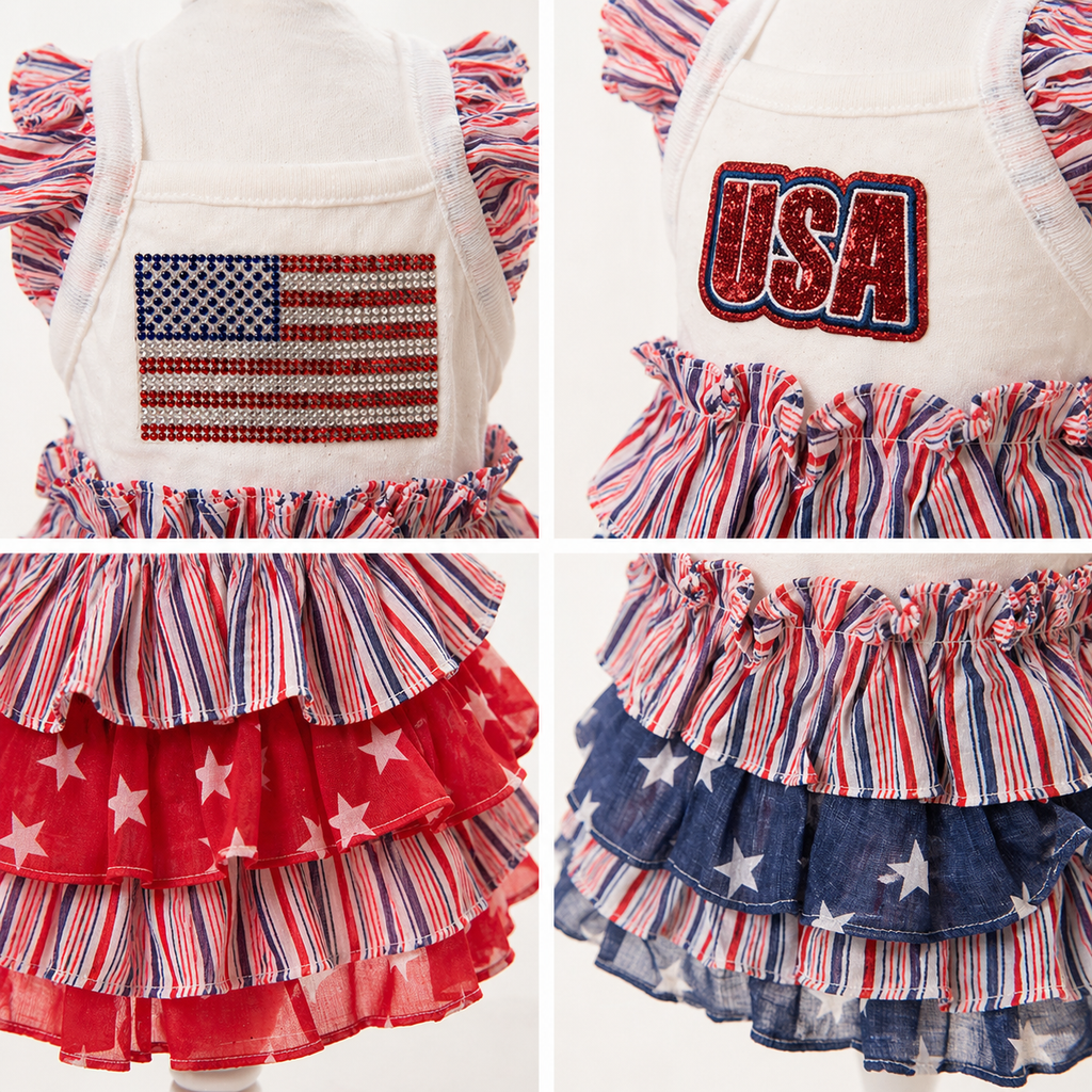 USA Flag Patriotic Dog Dress for 4th of July