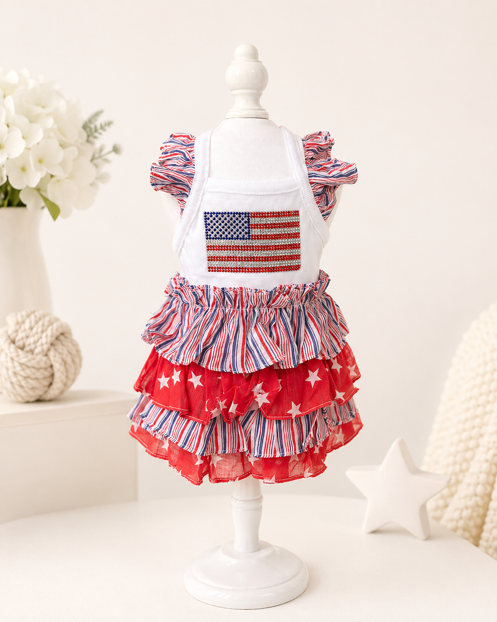 USA Flag Patriotic Dog Dress for 4th of July