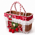 Strawberry Dog Carrier Basket – Cute Pet Travel Bag with Lace & Bow for Small Dogs