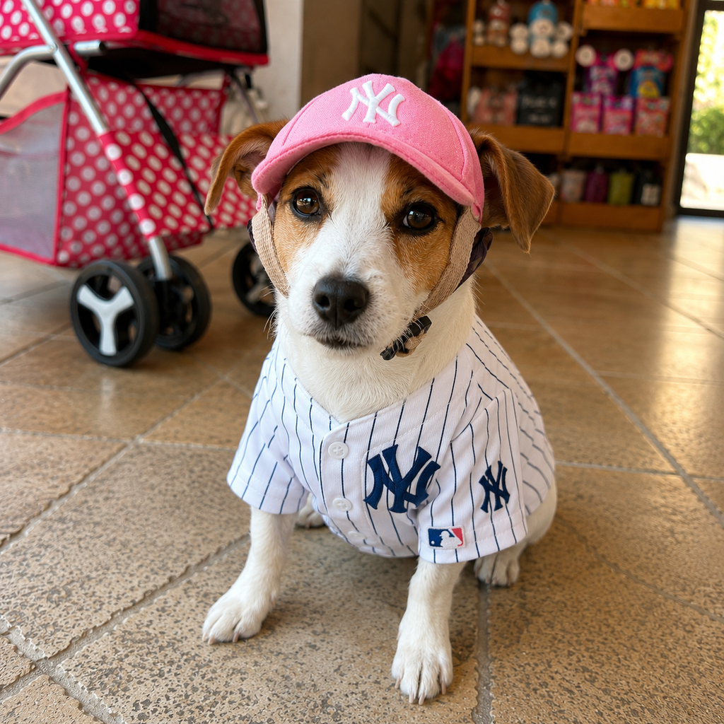 Vintage Sport Pet Baseball Cap with Ear Holes – Adjustable Dog Hat for Small Dogs & Cats