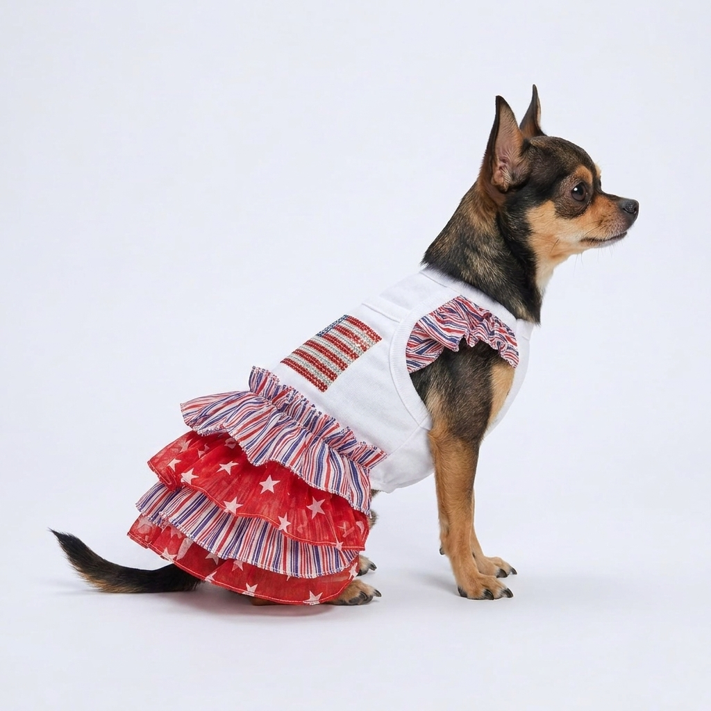 USA Flag Patriotic Dog Dress for 4th of July