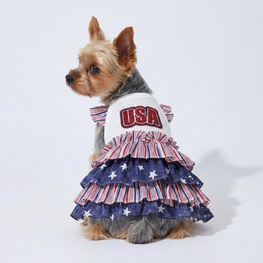 USA Flag Patriotic Dog Dress for 4th of July