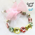 Pet Crystal Necklace + Colorful Gemstones & Bow Charm