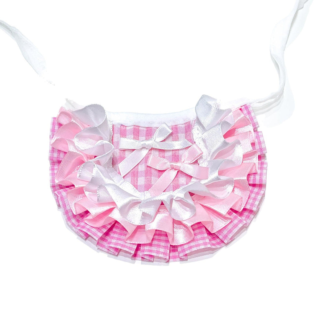 Gingham Pet Bib with Ruffles & Satin Bows