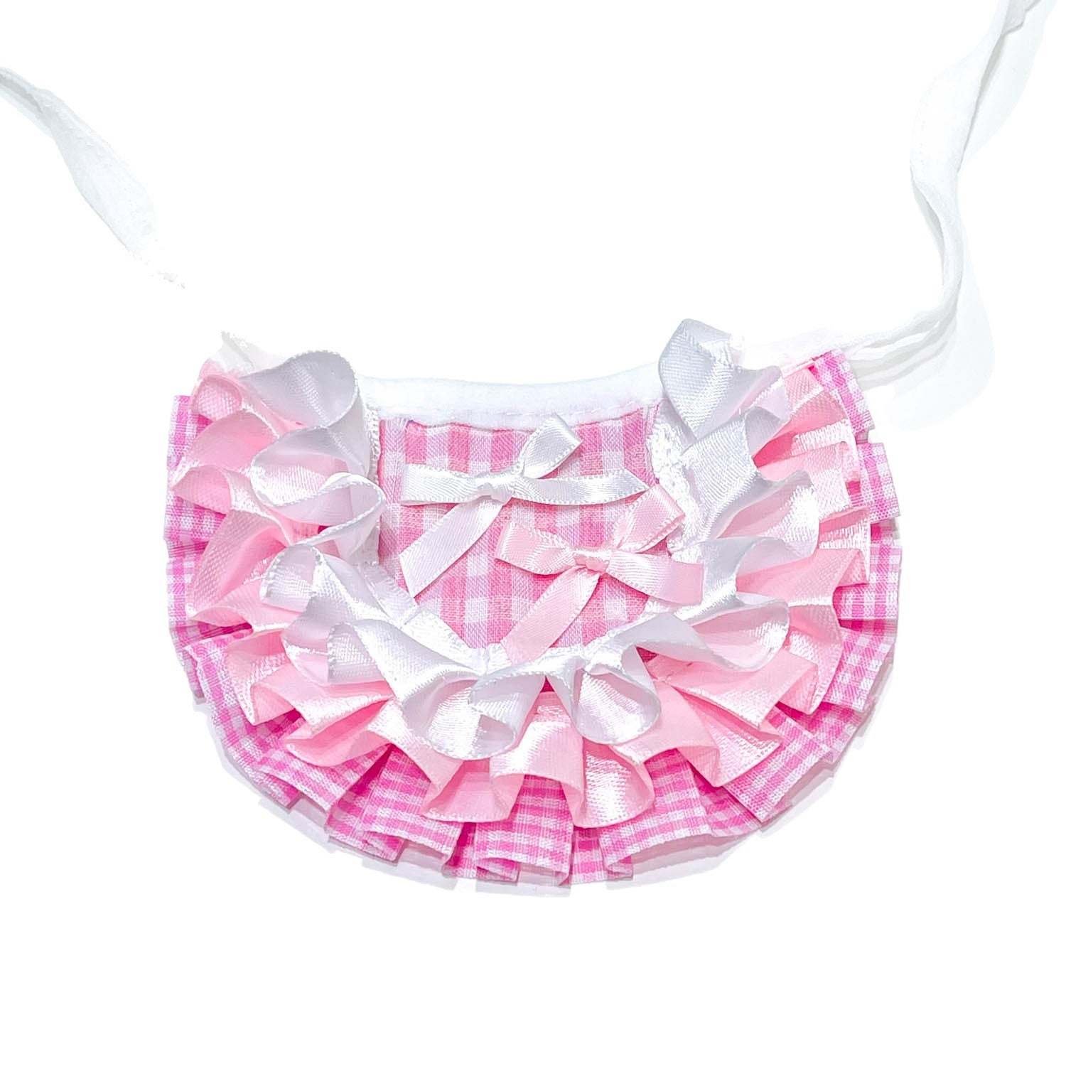 Gingham Pet Bib with Ruffles & Satin Bows