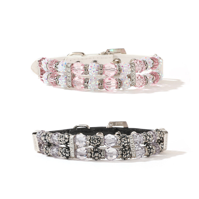 Luxury Beaded Pet Collar & Leash Set – Sparkling Crystal Design