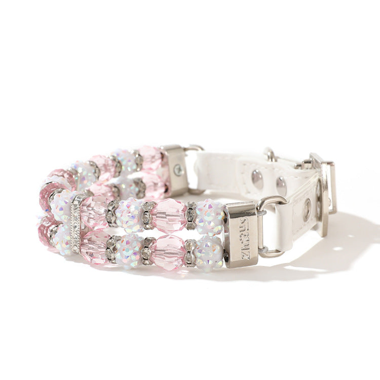 Luxury Beaded Pet Collar & Leash Set – Sparkling Crystal Design