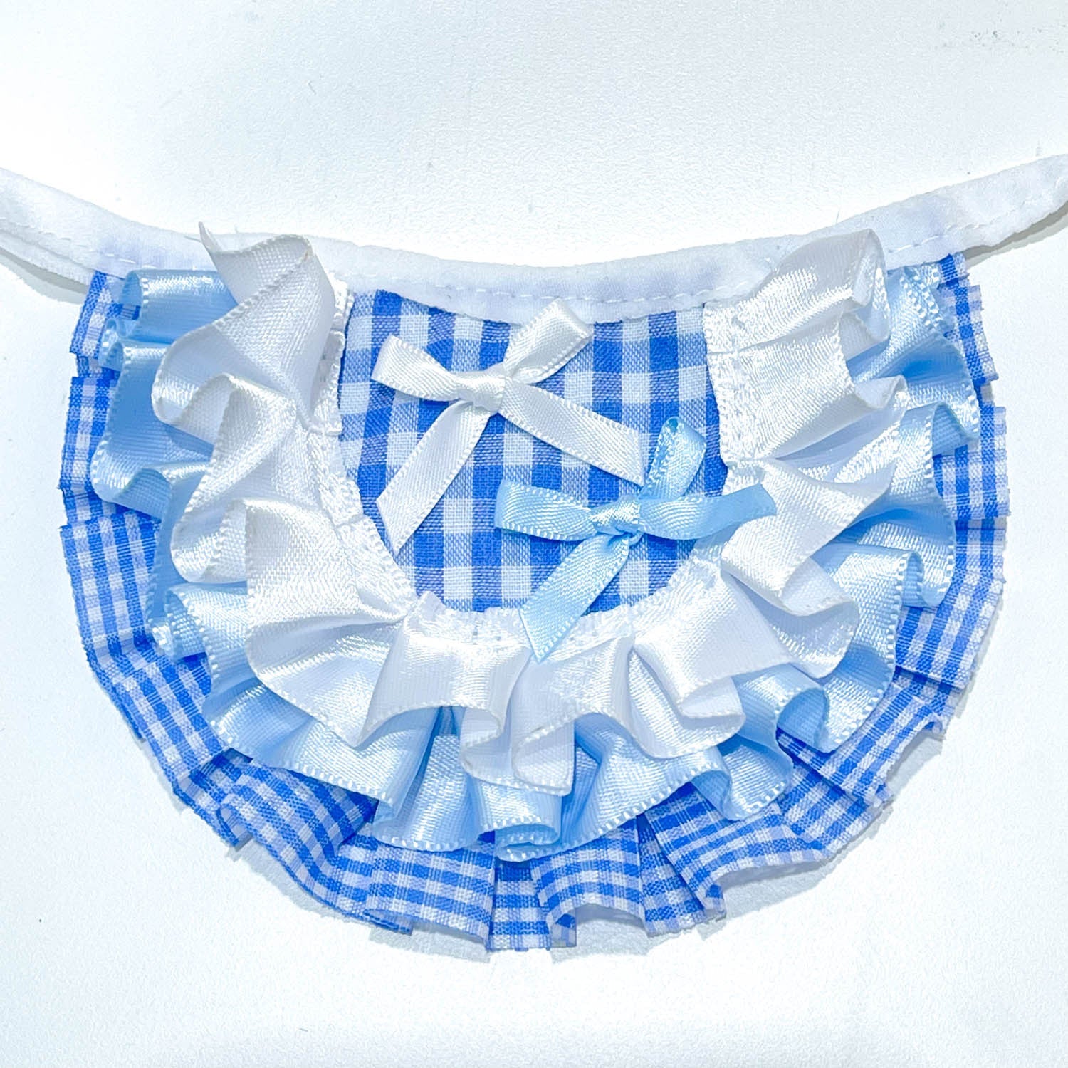 Gingham Pet Bib with Ruffles & Satin Bows