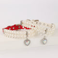 Pearl Heart Charm Pet Collar
