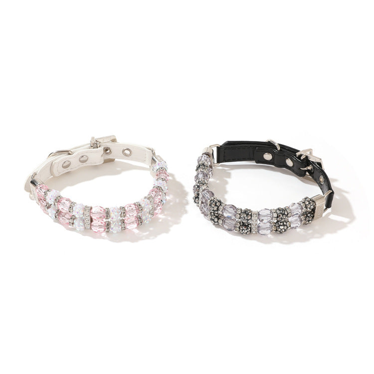 Luxury Beaded Pet Collar & Leash Set – Sparkling Crystal Design