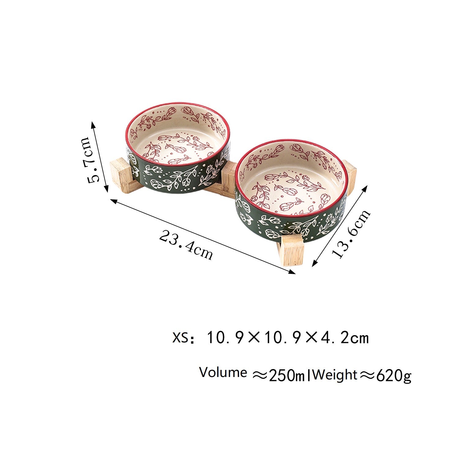 Pet Ceramic Bowl With Stand Garden Pattern