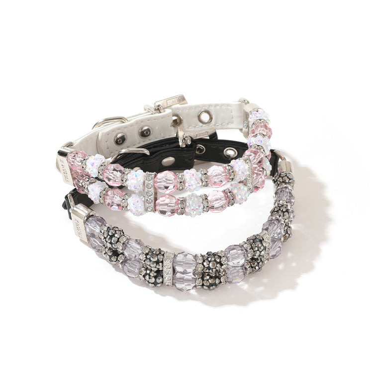 Luxury Beaded Pet Collar & Leash Set – Sparkling Crystal Design