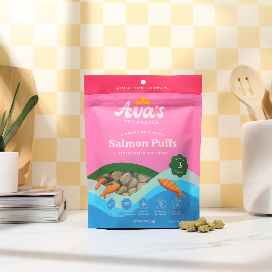 Ava's Pet Palace Freeze Dried Dog Treats - Salmon Puffs (3 oz)