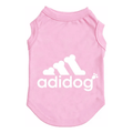 Adi-dog dog tee, pink sleeveless shirt with white adidog logo