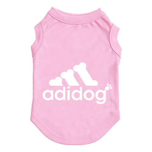 Adi-dog dog tee, pink sleeveless shirt with white adidog logo
