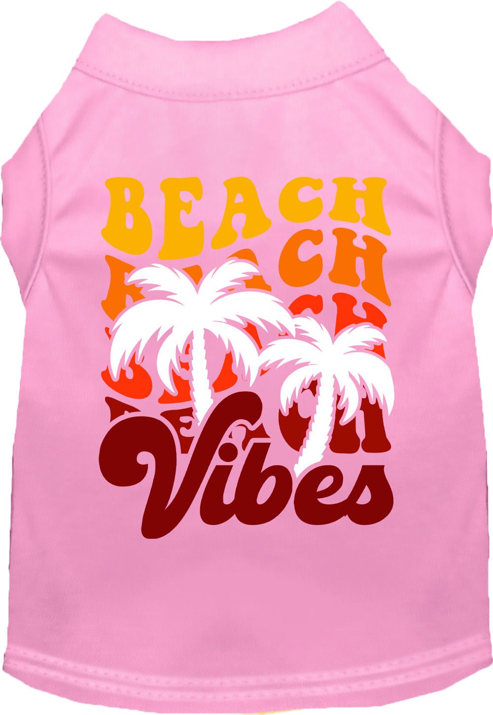 Pet T-shirt, light pink with BEACH Vibes palm tree graphic