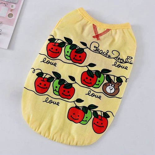 Apple Print Dog Tank + Lightweight & Cute Summer Style Fursace Luxury Dog Plush Toy - Yellow Red Squeaky | Cookies Wagging Friends Boutique Cookies Wagging Friends Boutique