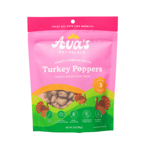 Ava's Pet Palace Freeze Dried Dog Treats - Turkey Poppers (3oz) Fursace Luxury Dog Plush Toy - Red Squeaky | Cookies Wagging Friends Boutique Cookies Wagging Friends Boutique