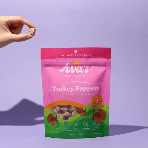 Ava's Pet Palace Freeze Dried Dog Treats - Turkey Poppers (3oz) Fursace Luxury Dog Plush Toy - Red Squeaky | Cookies Wagging Friends Boutique Cookies Wagging Friends Boutique