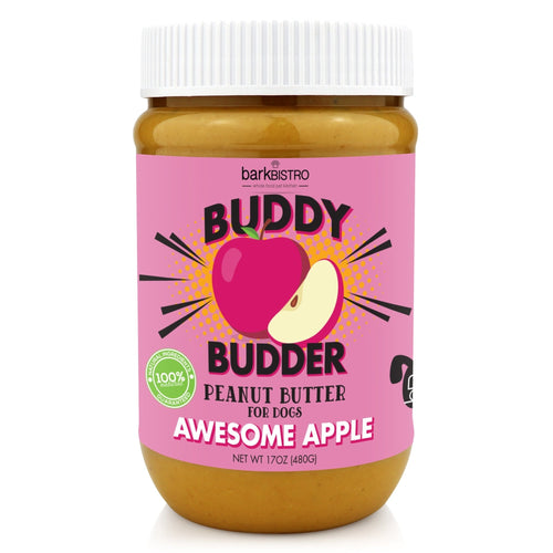 Awesome Apple BUDDY BUDDER - 100% natural Dog Peanut Butter, Made in USA 17oz jar Fursace Luxury Dog Plush Toy - Red Squeaky | Cookies Wagging Friends Boutique Cookies Wagging Friends Boutique