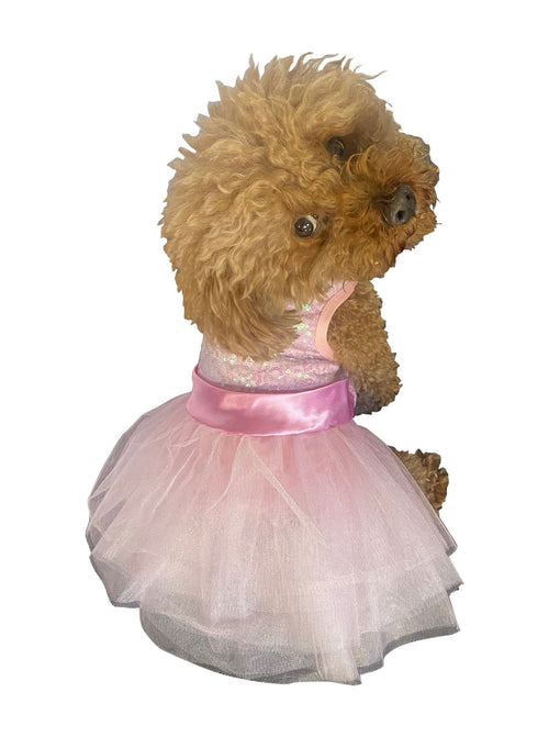 Baby Girl Pink Shimmer Sequin Dog Tutu Fursace Luxury Dog Plush Toy - XXS Red Squeaky | Cookies Wagging Friends Boutique Cookies Wagging Friends Boutique