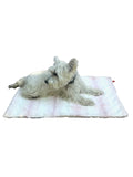 Pastel ombre angora blanket, rosewater pink and white, soft fuzzy texture