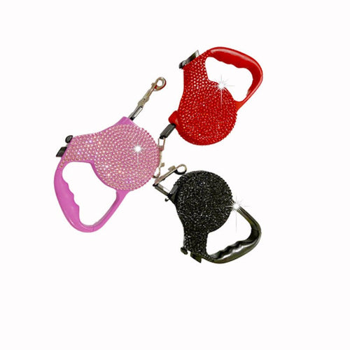 Bling Retractable Dog Leash – 16.4 feet Sparkly Crystal Lead Fursace Luxury Dog Plush Toy - Black Red Squeaky | Cookies Wagging Friends Boutique Cookies Wagging Friends Boutique