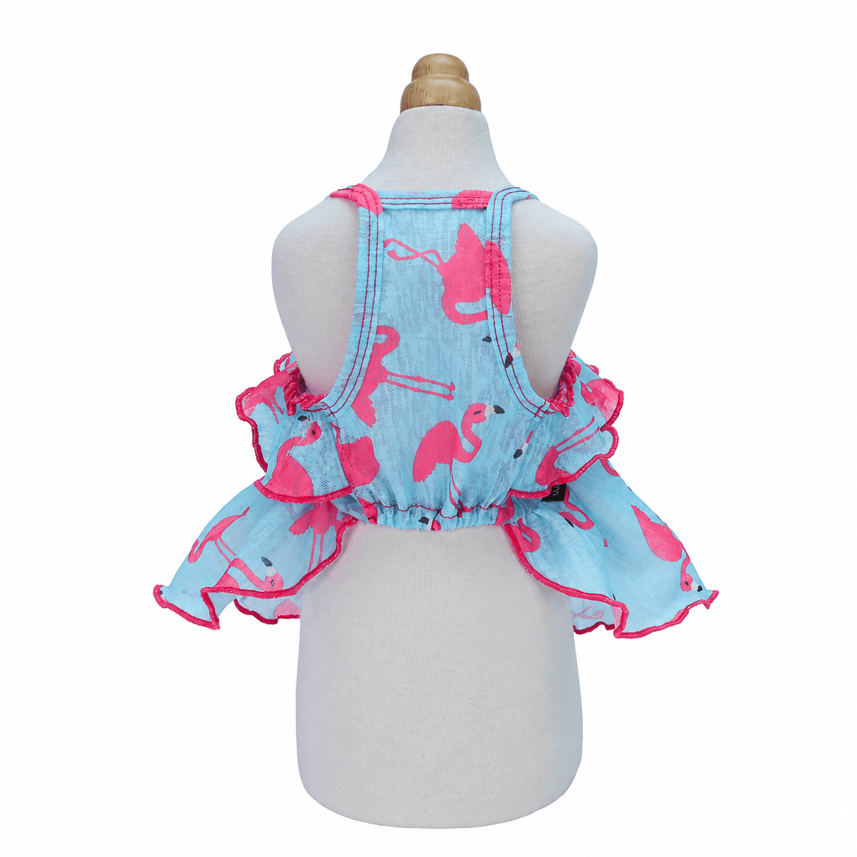 Blue Flamingo Ruffle Dog Dress Fursace Luxury Dog Plush Toy - M Red Squeaky | Cookies Wagging Friends Boutique Cookies Wagging Friends Boutique