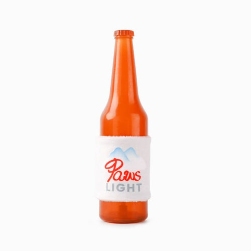 Boozy Tailz Paws Light rubber dog squeak toy, orange bottle shape
