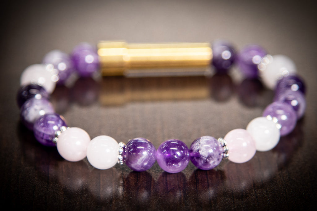 Amethyst and Rose Quartz Healing Bracelet for Hair Fur or Ash