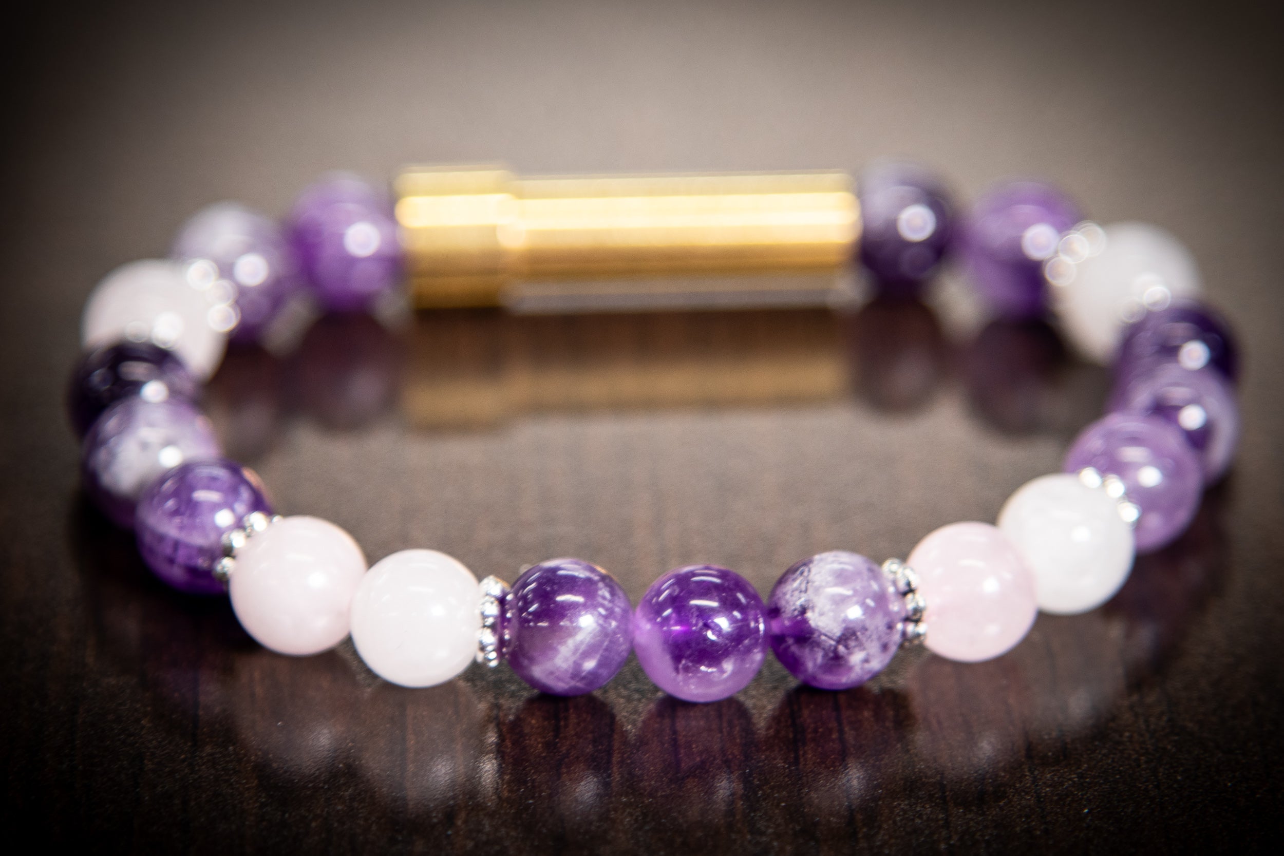 Amethyst and Rose Quartz Healing Bracelet for Hair Fur or Ash