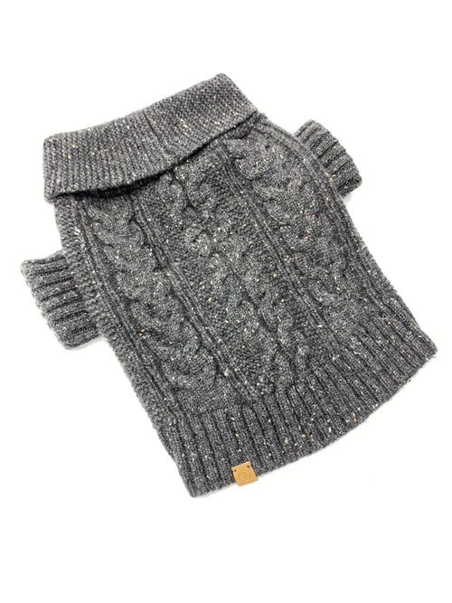 Brooklyn Cashmere Cardigan, Charcoal Fursace Luxury Dog Plush Toy - XS Red Squeaky | Cookies Wagging Friends Boutique Cookies Wagging Friends Boutique