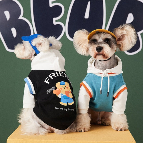 Buddy Bear Dog Hoodie Pet Clothing Fursace Luxury Dog Plush Toy - Black Red Squeaky | Cookies Wagging Friends Boutique Cookies Wagging Friends Boutique