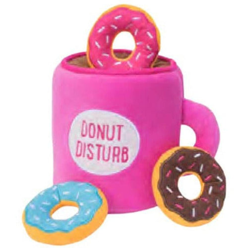 Burrow Coffee and Donutz Interactive Dog Toy - 4pc Fursace Luxury Dog Plush Toy - Red Squeaky | Cookies Wagging Friends Boutique Cookies Wagging Friends Boutique