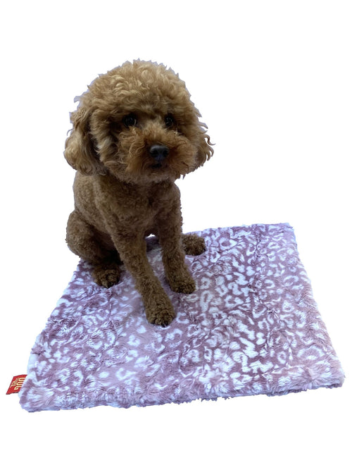 Lilac leopard-pattern plush blanket, square with soft pile