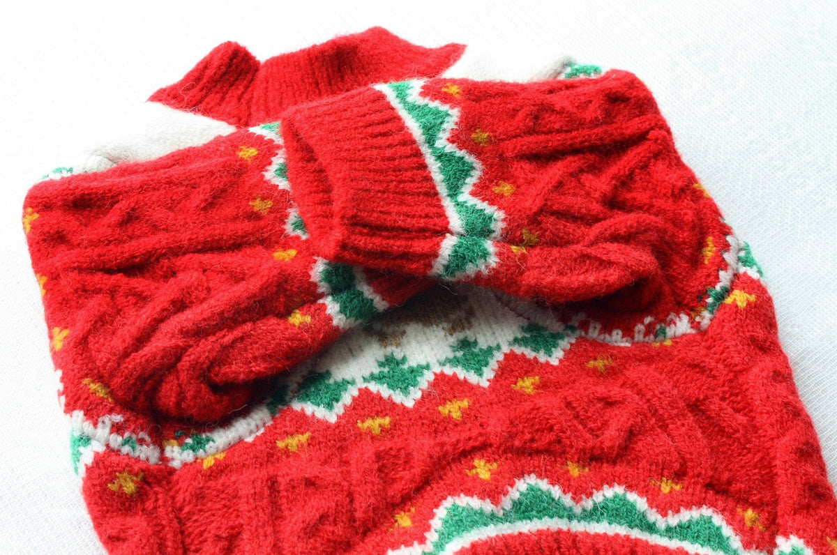 Christmas Dog Sweater Cozy Knitted Holiday Pet Jumper Pullover with Gingerbread Design Warm Winter Apparel Fursace Luxury Dog Plush Toy - 红酒 Red Squeaky | Cookies Wagging Friends Boutique Cookies Wagging Friends Boutique