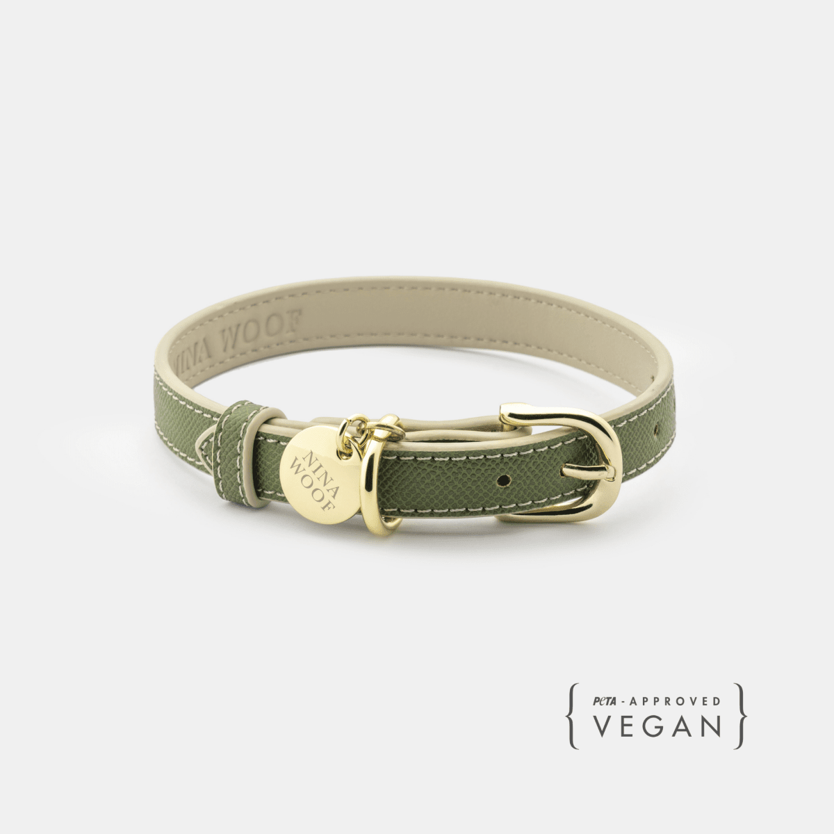 Copenhagen Cozy Vegan Leather Dog Collar - Nordic Style & Comfort Fursace Luxury Dog Plush Toy - Olive Red Squeaky | Cookies Wagging Friends Boutique Cookies Wagging Friends Boutique