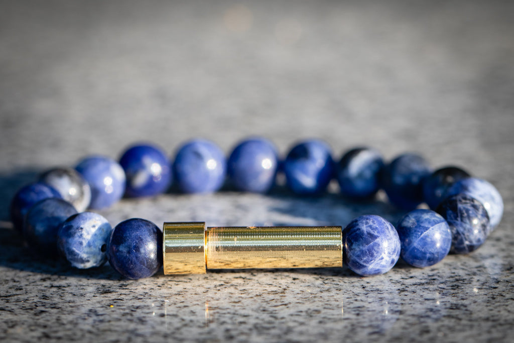 Sodalite Cremation Bracelet for Hair Fur or Ash