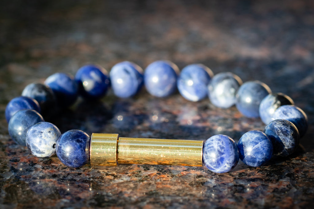 Sodalite Cremation Bracelet for Hair Fur or Ash