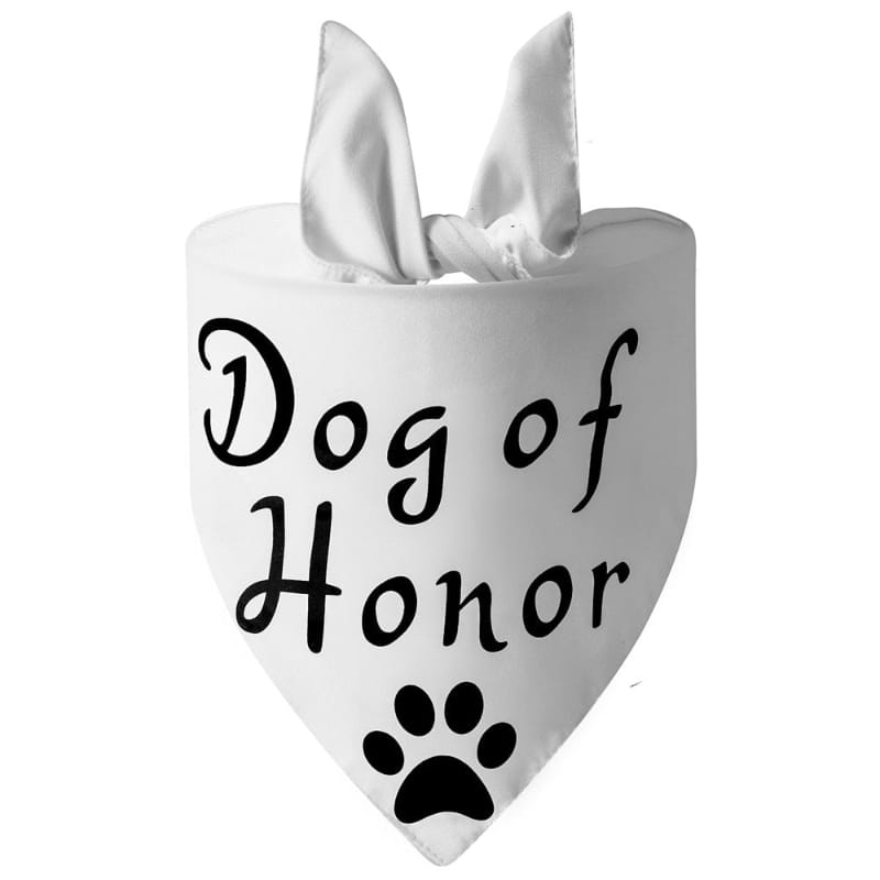 Dog of Honor Paw Print Bandana - Blk or Wht Fursace Luxury Dog Plush Toy - WHT Red Squeaky | Cookies Wagging Friends Boutique Cookies Wagging Friends Boutique
