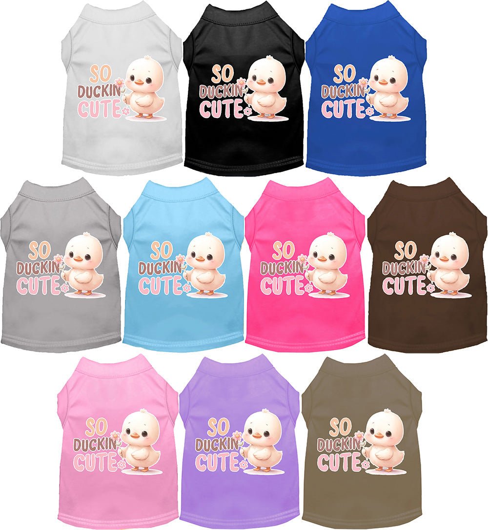 Dog shirt with duck graphic and 'So Duckin Cute' text, multicolor set