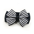 Black-and-white striped bow tie with black center knot